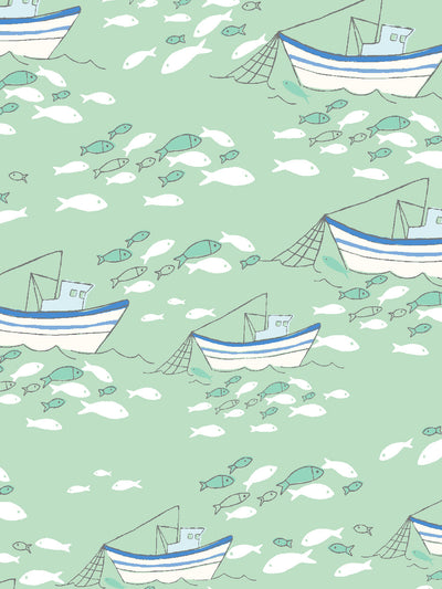 'Fishing Boats' Wallpaper by Tea Collection - Aventurine