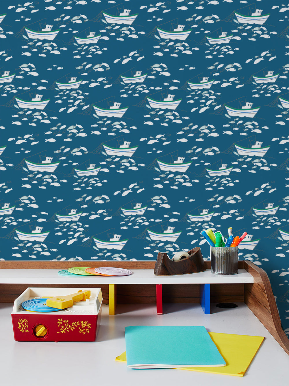 fishing-boats-wallpaper-by-tea-collection-cadet-blue