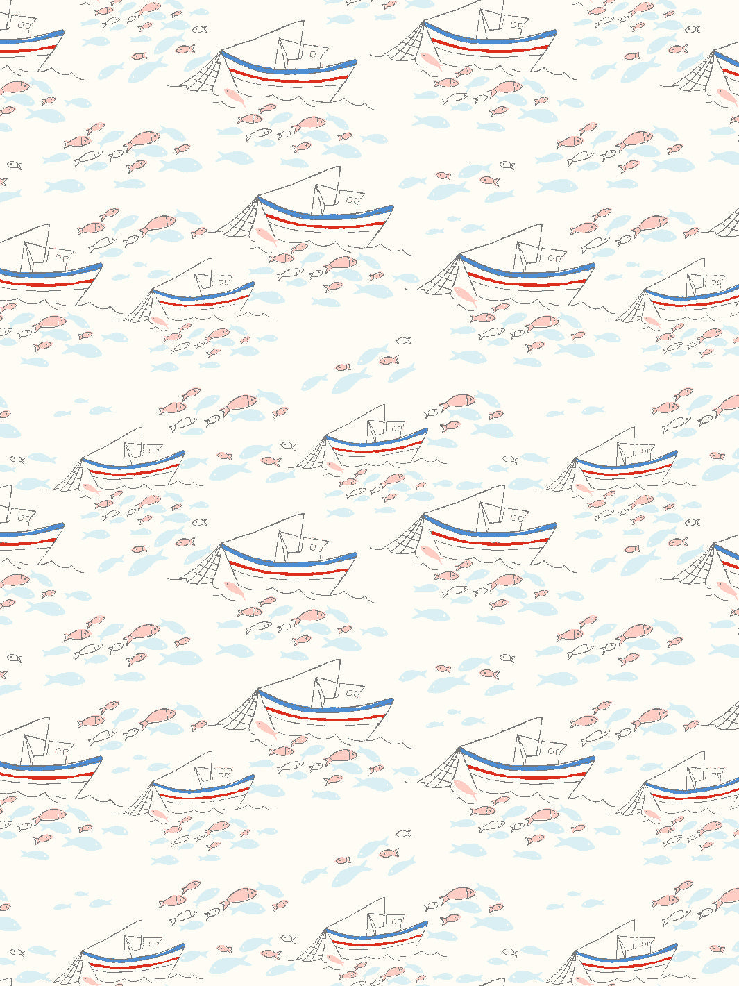 'Fishing Boats' Wallpaper by Tea Collection - Ivory