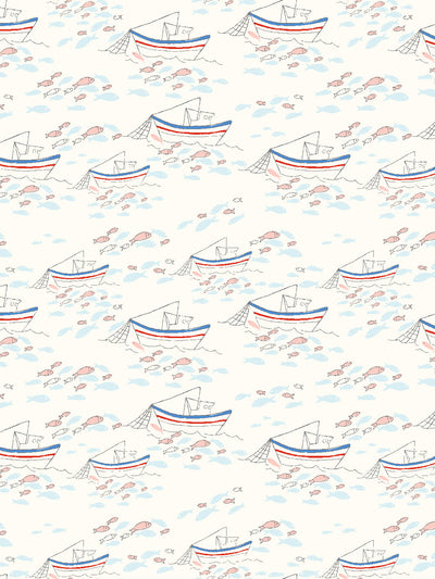 'Fishing Boats' Wallpaper by Tea Collection - Ivory