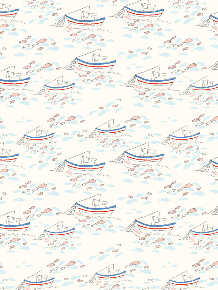 'Fishing Boats' Wallpaper by Tea Collection - Ivory