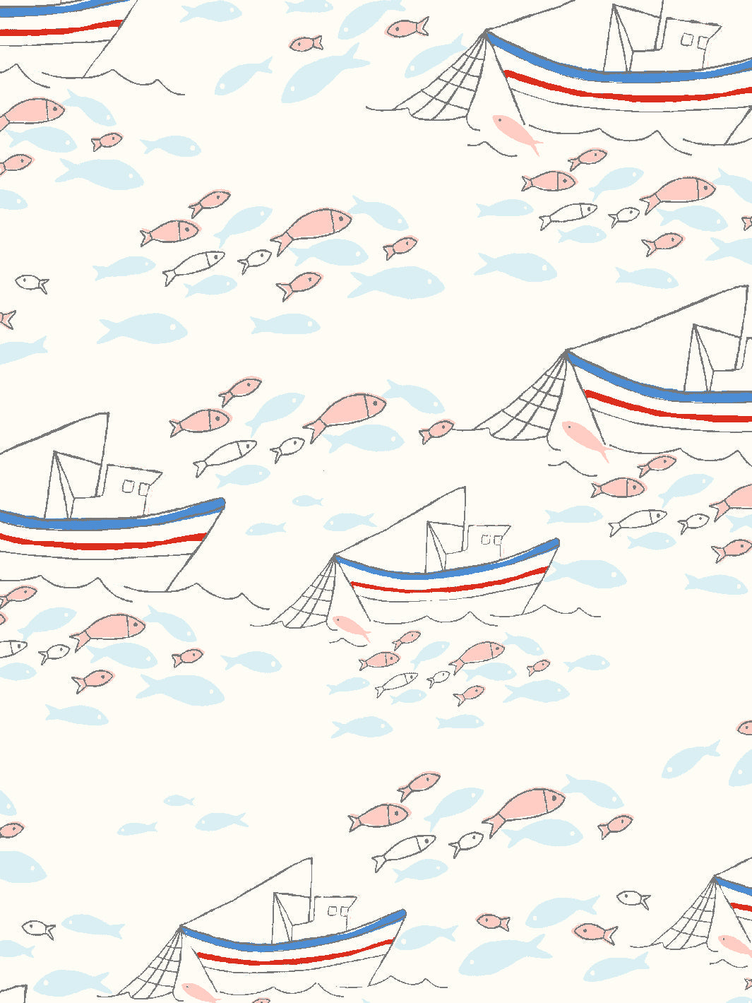 fishing boats wallpaper by tea collection ivory