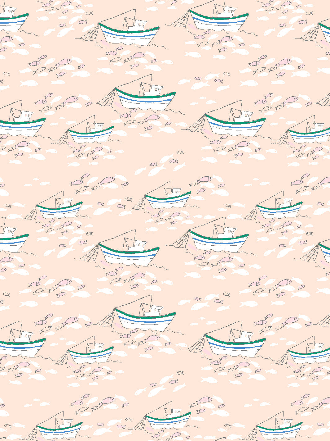 fishing boats wallpaper by tea collection peach