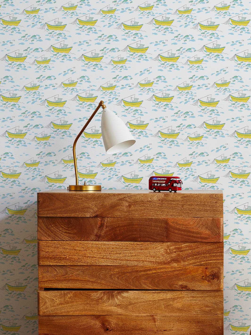 'Fishing Boats' Wallpaper by Tea Collection - White