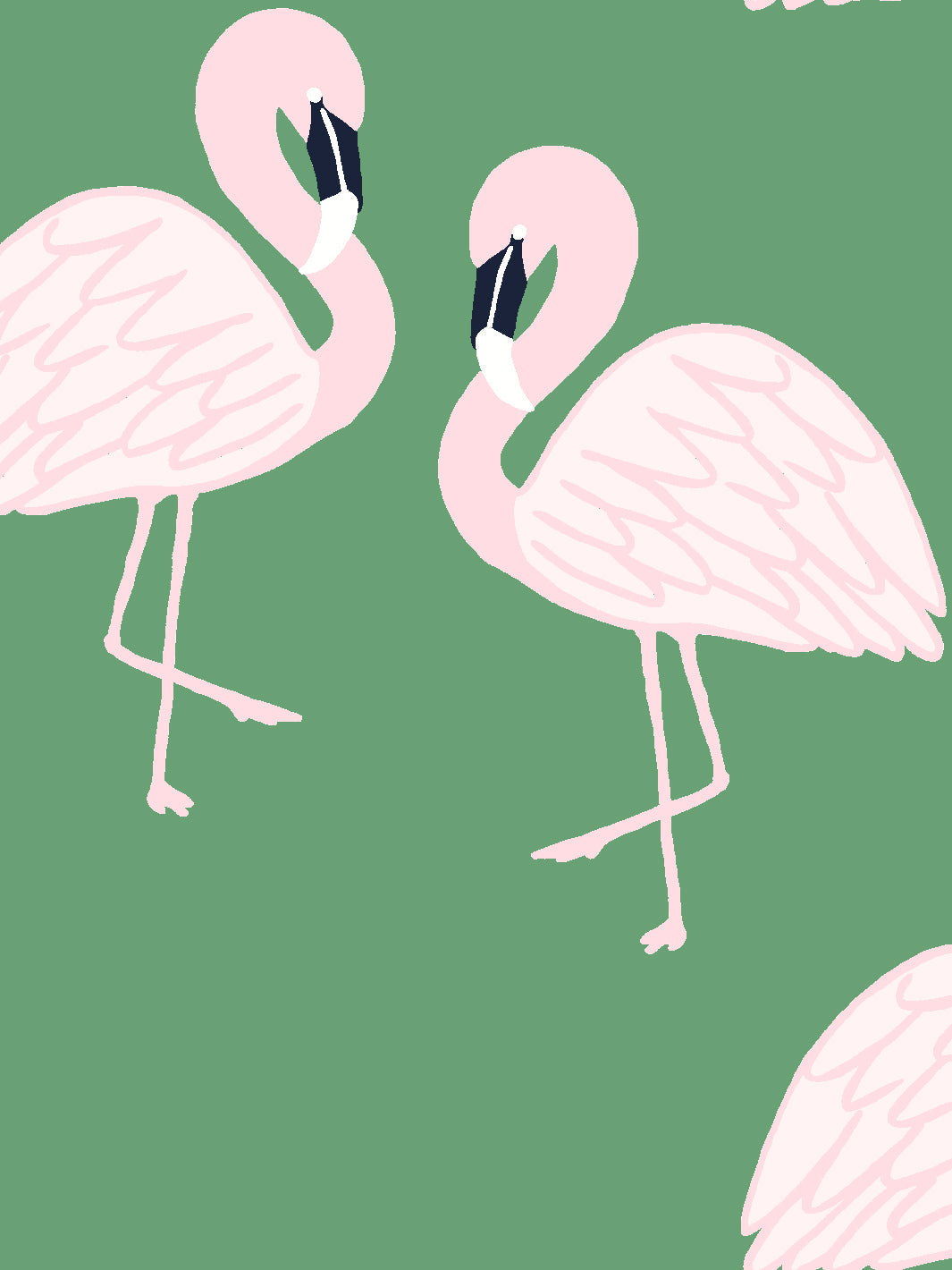 'Flamingos' Wallpaper by Tea Collection - Green