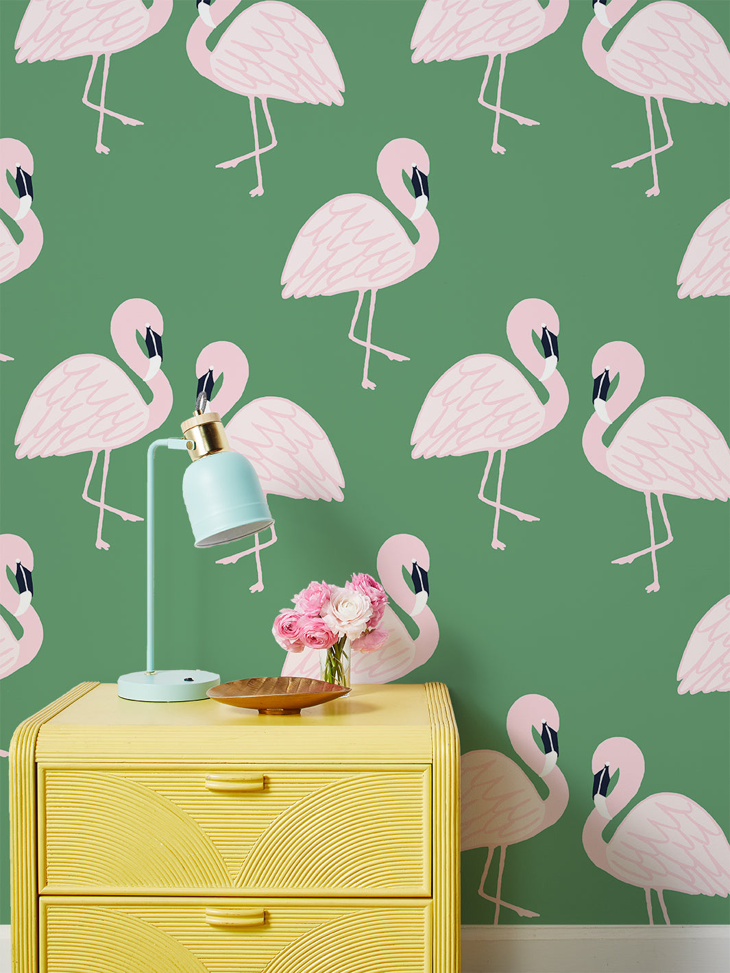 Flamingo Wallpaper Green