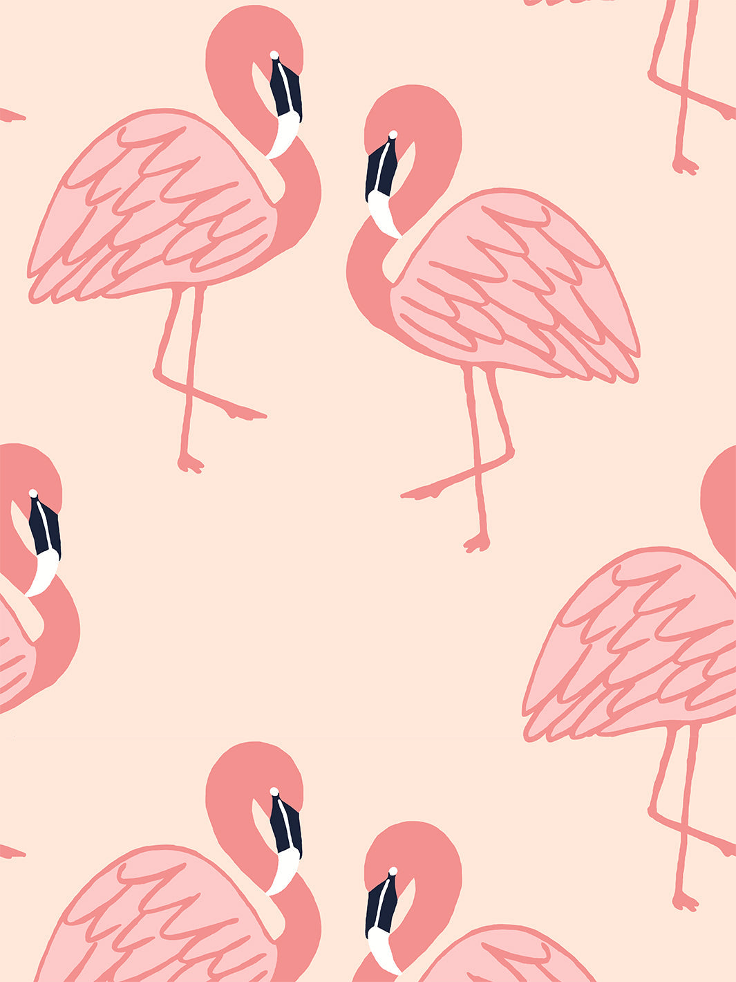 flamingos wallpaper by tea collection peach