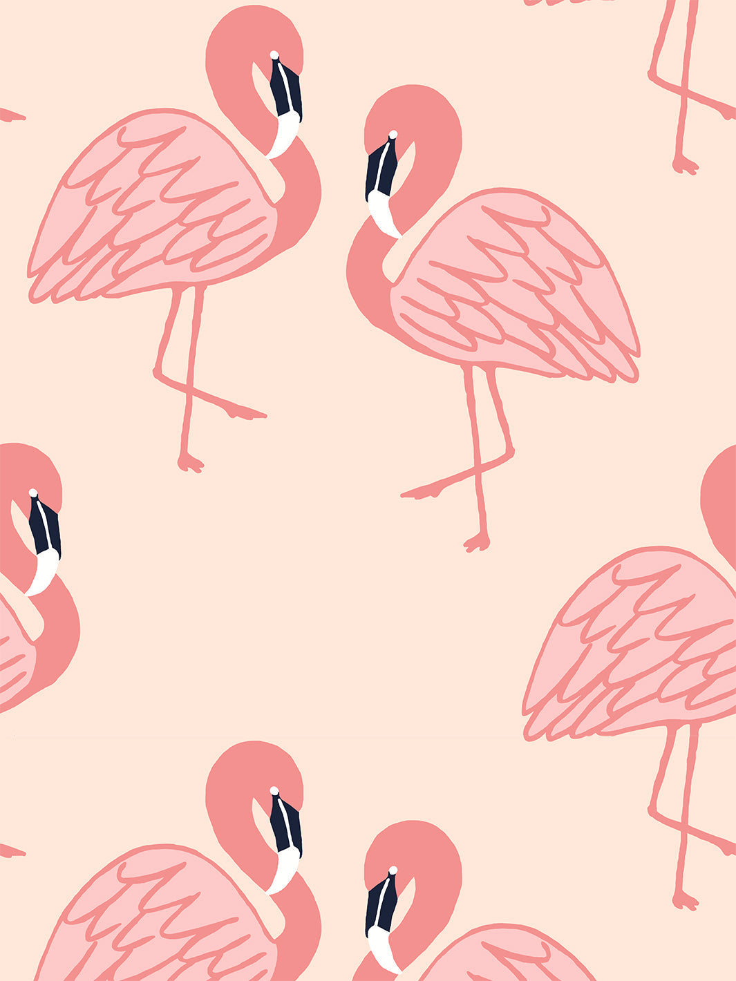 'Flamingos' Wallpaper by Tea Collection - Peach