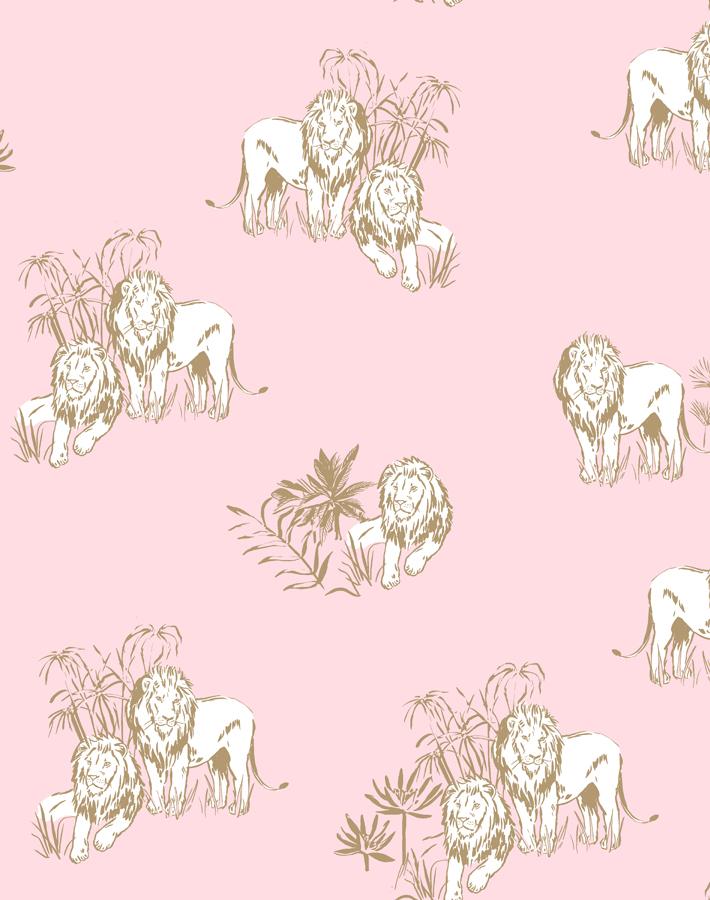 'Foliage Lions' Wallpaper by Tea Collection - Ballet Slipper