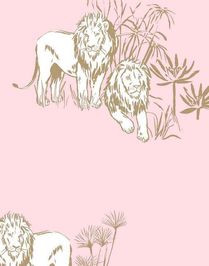 'Foliage Lions' Wallpaper by Tea Collection - Ballet Slipper