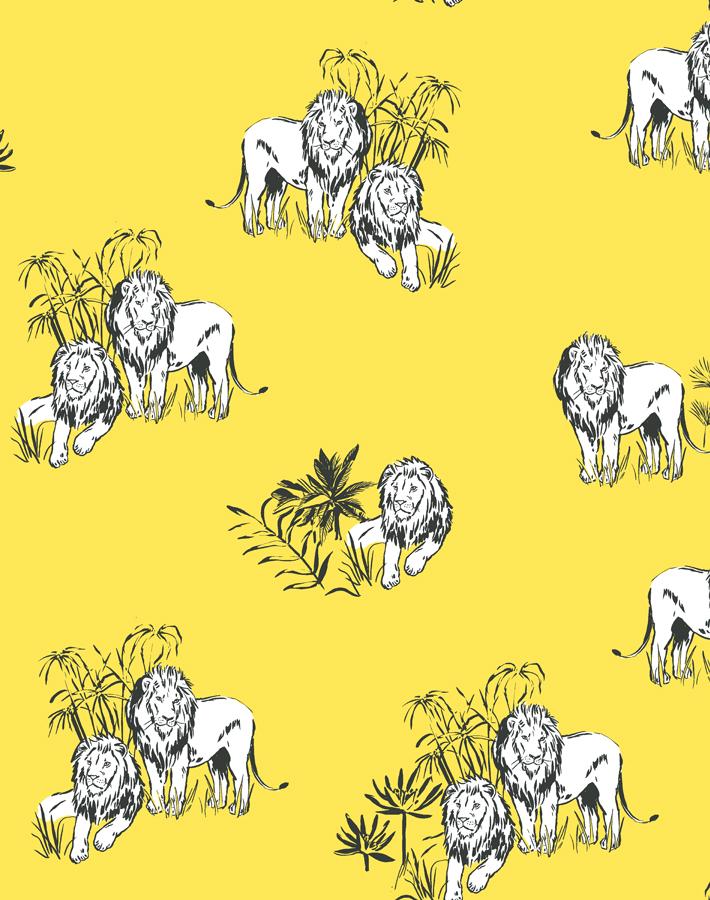 'Foliage Lions' Wallpaper by Tea Collection - Daffodil