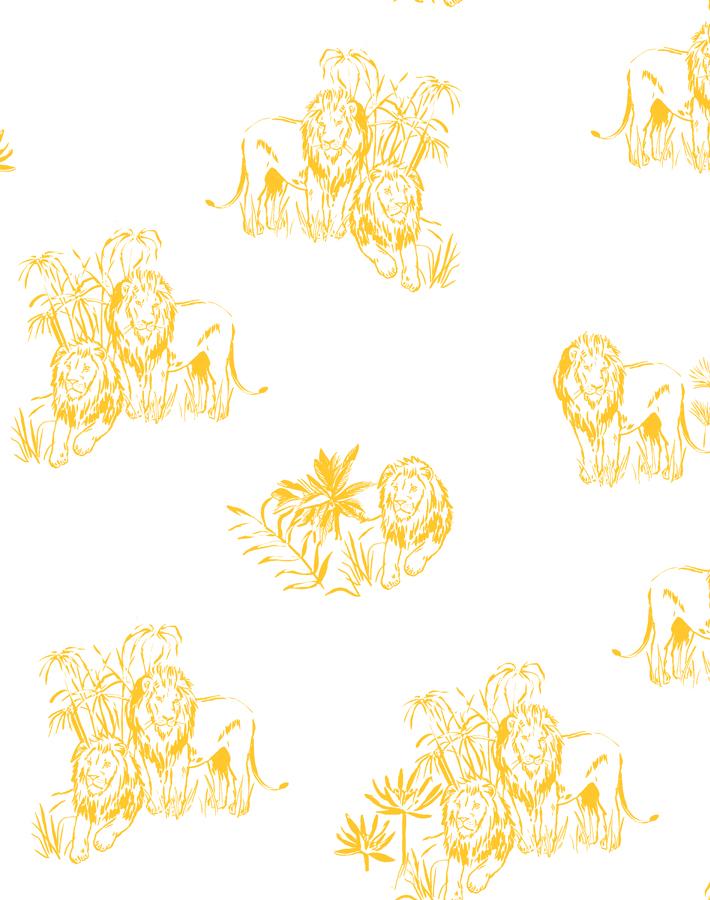 'Foliage Lions' Wallpaper by Tea Collection - Marigold