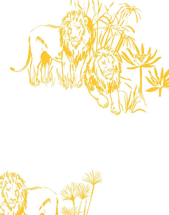 'Foliage Lions' Wallpaper by Tea Collection - Marigold