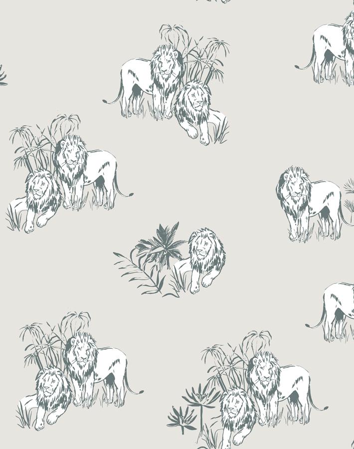 'Foliage Lions' Wallpaper by Tea Collection - Sand