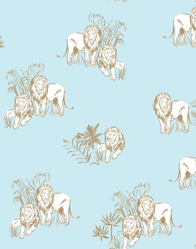 'Foliage Lions' Wallpaper by Tea Collection - Sky