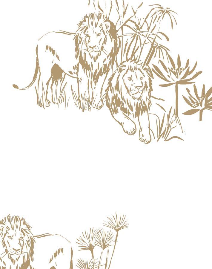 'Foliage Lions' Wallpaper by Tea Collection - White