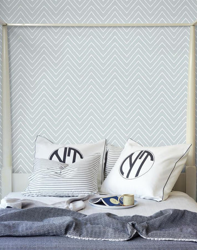 'Frances Chevron' Wallpaper by Wallshoppe - Elephant