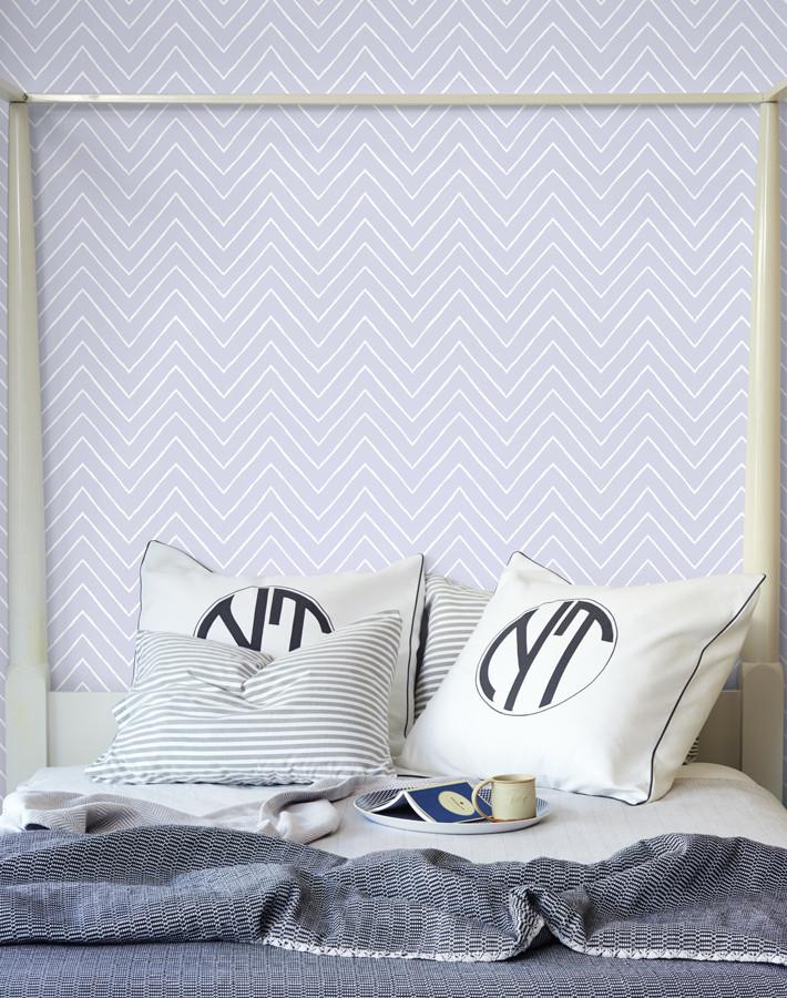 'Frances Chevron' Wallpaper by Wallshoppe - Lavender