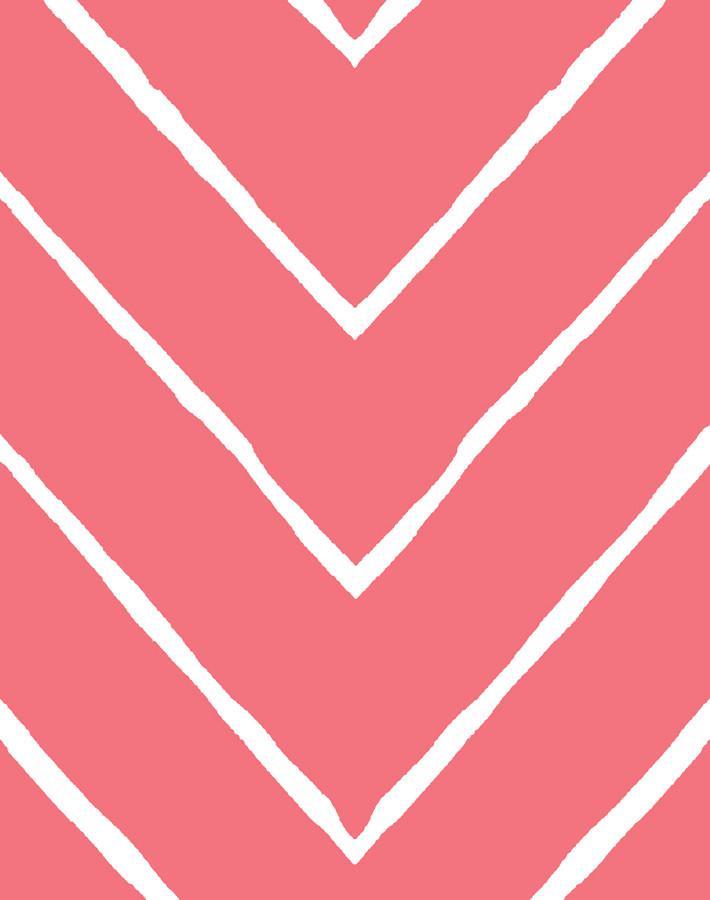 'Frances Chevron' Wallpaper by Wallshoppe - Flamingo