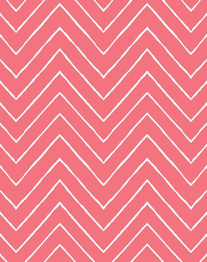 'Frances Chevron' Wallpaper by Wallshoppe - Flamingo