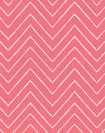 'Frances Chevron' Wallpaper by Wallshoppe - Flamingo