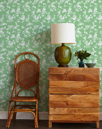 'Françoise Floral' Wallpaper by Clare V. - Spring Green