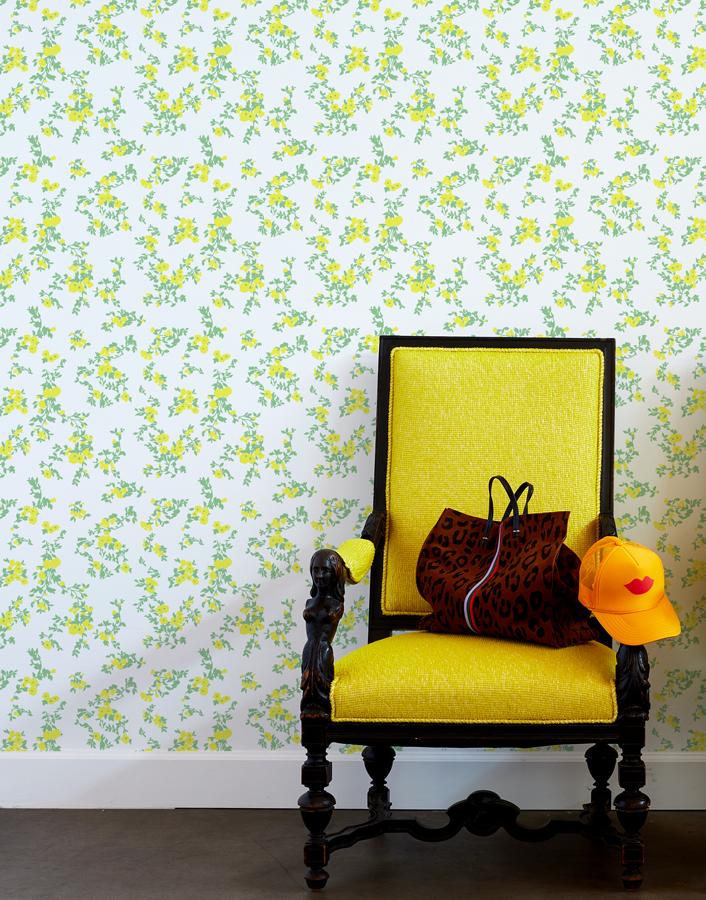 'Françoise Floral' Wallpaper by Clare V. - Yellow / Spring Green