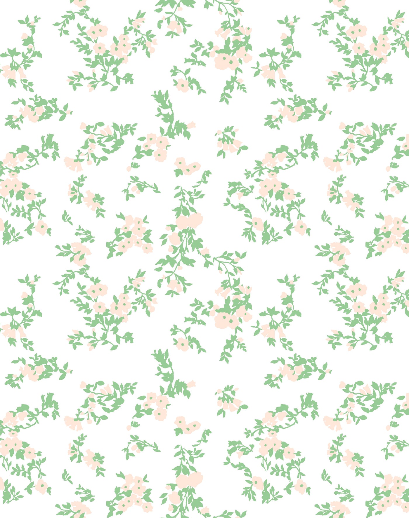 'Françoise Floral' Wallpaper by Clare V. - Peach / Spring Green