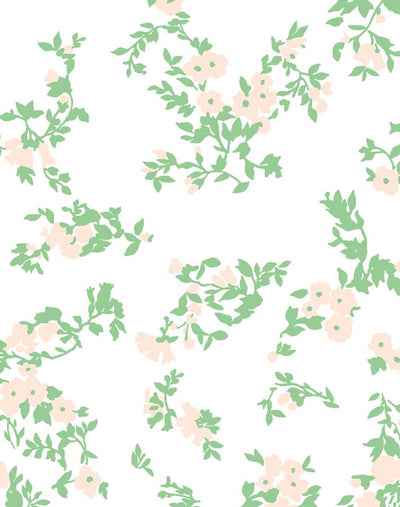 'Françoise Floral' Wallpaper by Clare V. - Peach / Spring Green