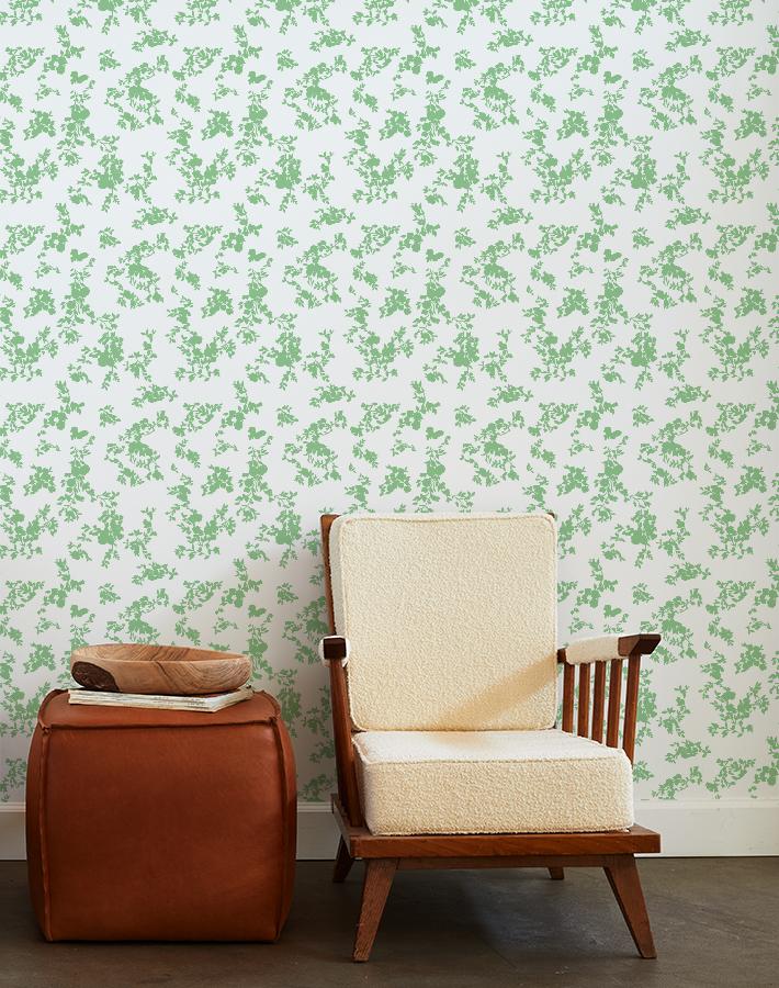 'Françoise Floral' Wallpaper by Clare V. - Spring Green / White