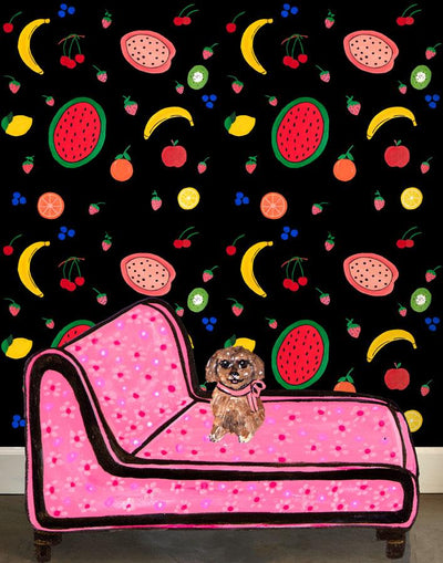 'Fruit Punch' Wallpaper by Carly Beck - Black