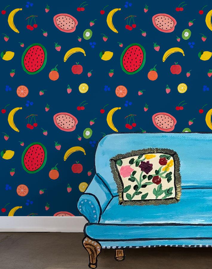 'Fruit Punch' Wallpaper by Carly Beck - Deep Navy