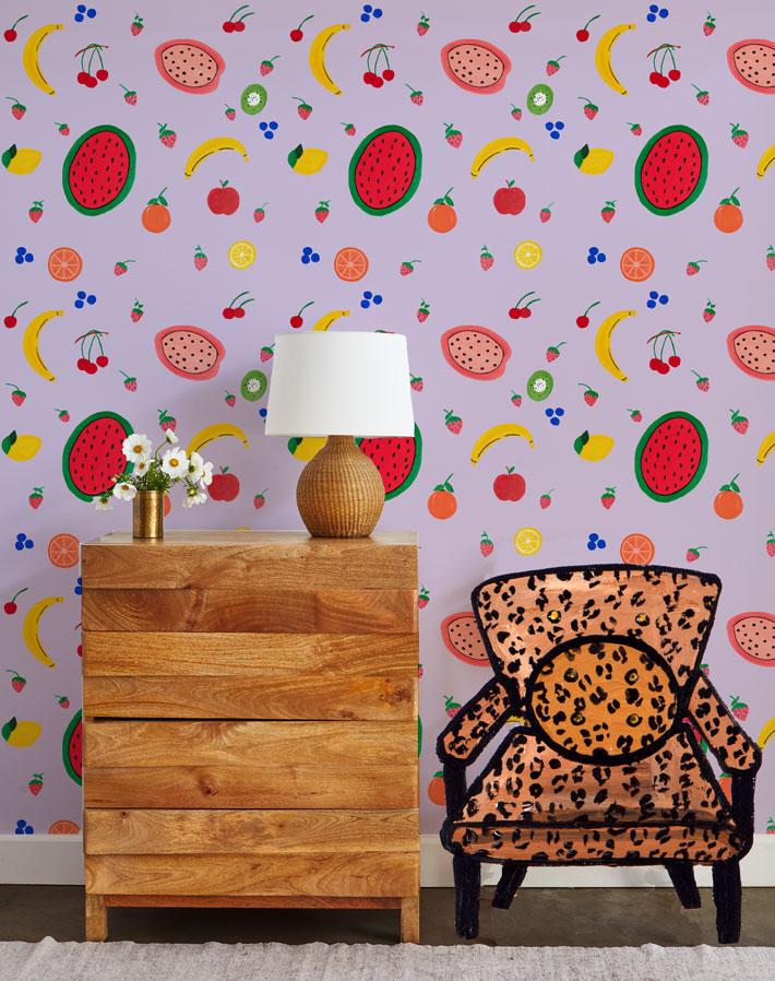 'Fruit Punch' Wallpaper by Carly Beck - Lavender