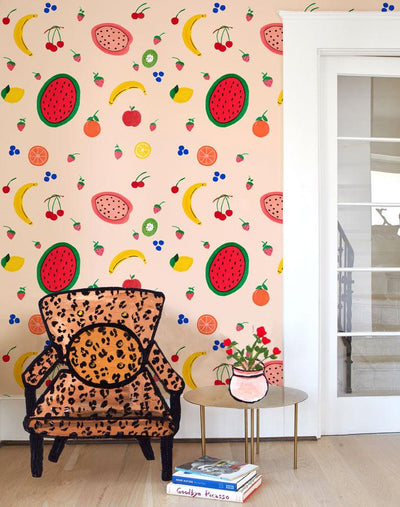 'Fruit Punch' Wallpaper by Carly Beck - Peach