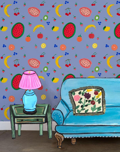 fruit punch periwinkle wallpaper by carly beck