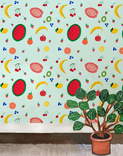 fruit punch robins egg wallpaper by carly beck