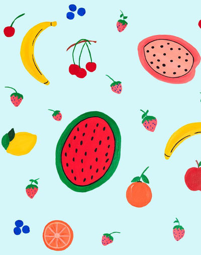 'Fruit Punch' Wallpaper by Carly Beck - Blue Tint