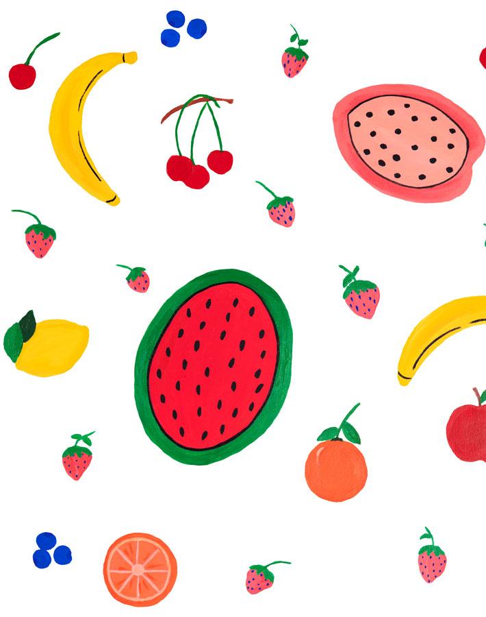 'Fruit Punch' Wallpaper by Carly Beck - White – Wallshoppe