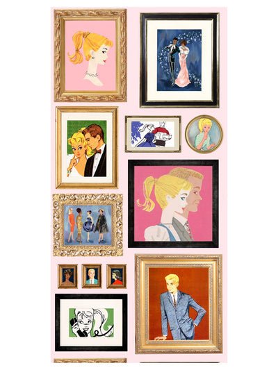 gallery walls illustrated wallpaper by barbie pink