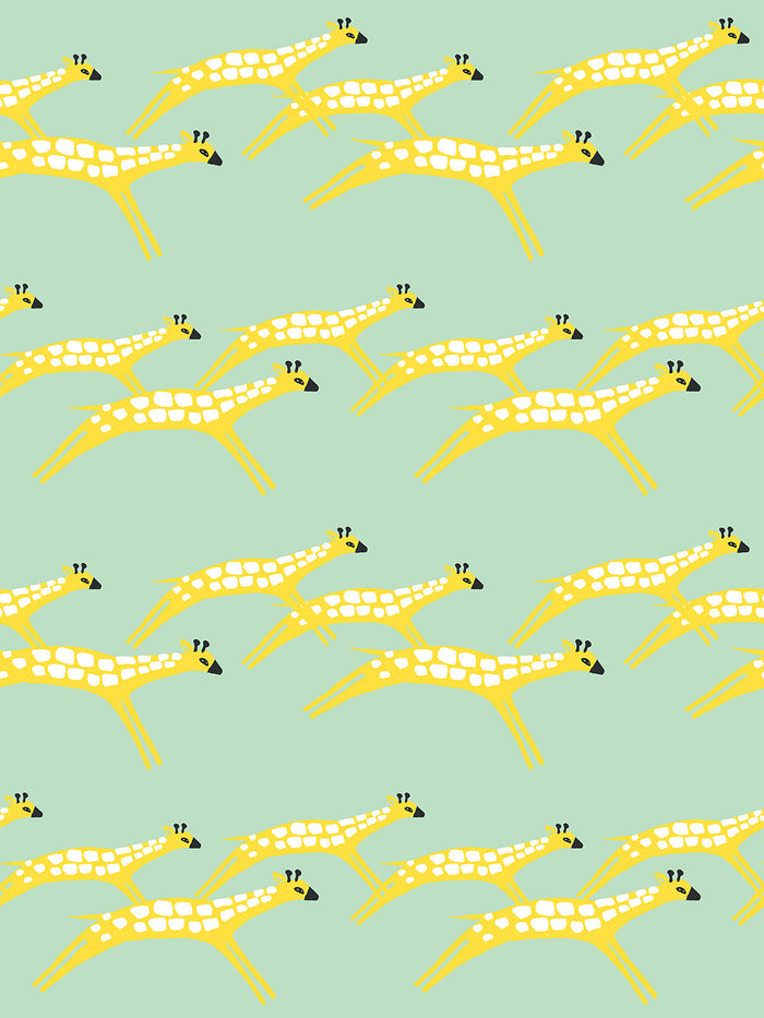 'Galloping Giraffes' Wallpaper by Tea Collection - Aventurine