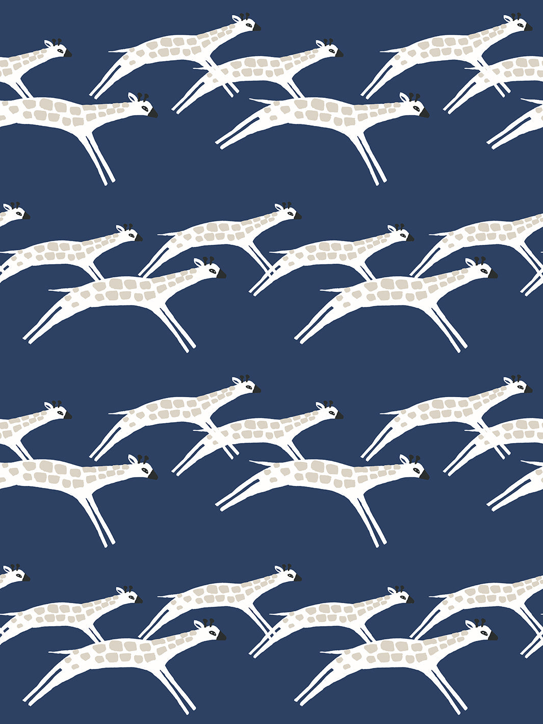 'Galloping Giraffes' Wallpaper by Tea Collection - Navy