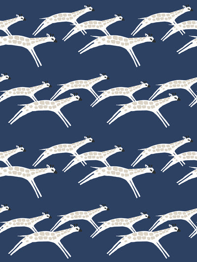 'Galloping Giraffes' Wallpaper by Tea Collection - Navy