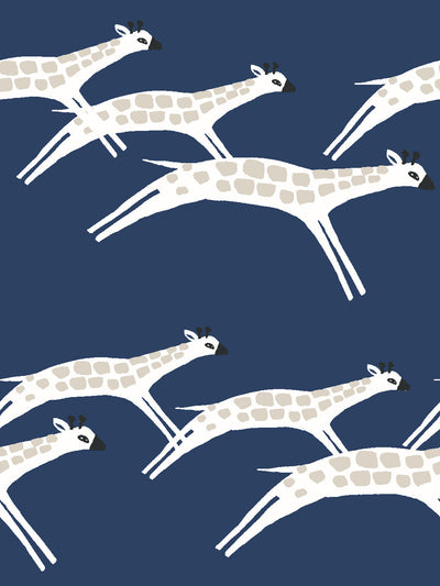 galloping giraffes wallpaper by tea collection navy