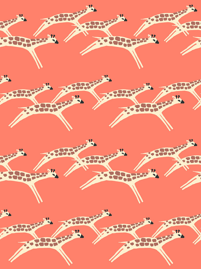 'Galloping Giraffes' Wallpaper by Tea Collection - Watermelon