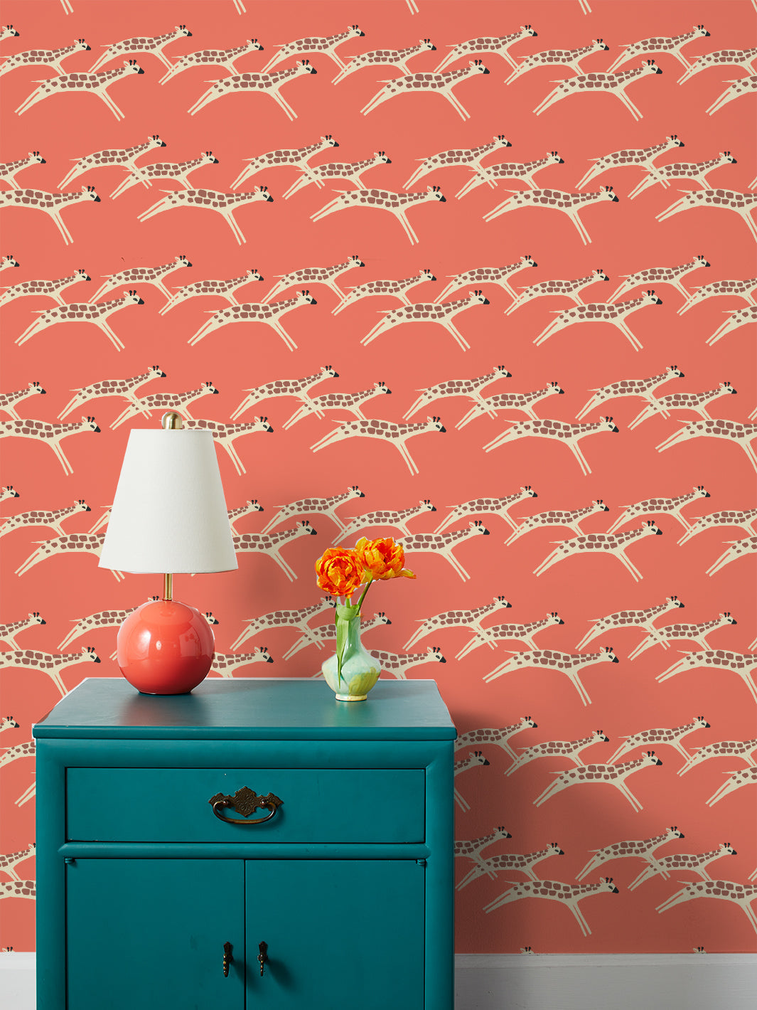 galloping giraffes wallpaper by tea collection watermelon