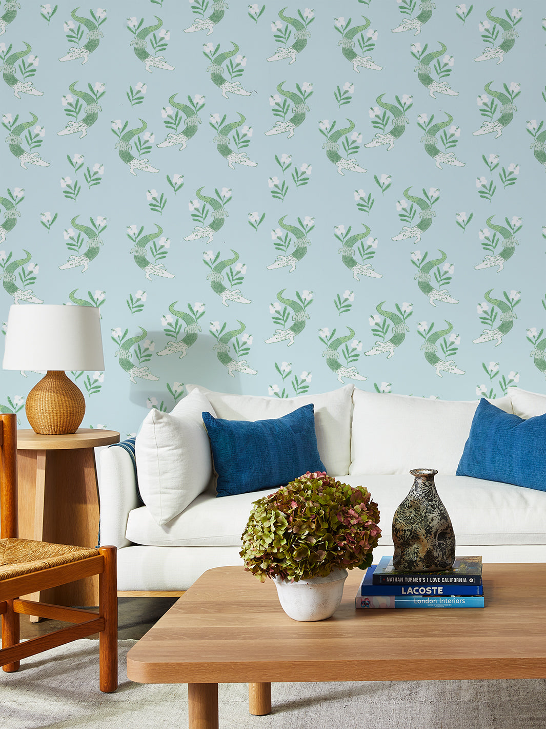 gator garden wallpaper by tea collection pale blue