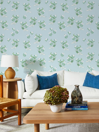 gator garden wallpaper by tea collection pale blue