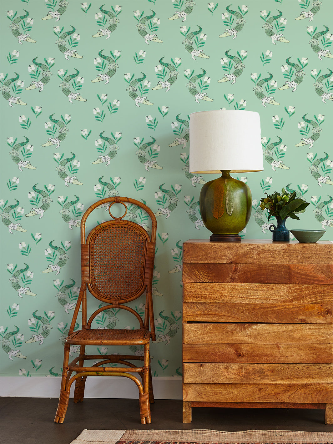 'Gator Garden' Wallpaper by Tea Collection - Aventurine