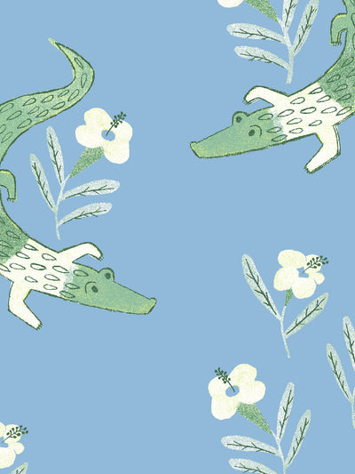 'Gator Garden' Wallpaper by Tea Collection - Cornflower