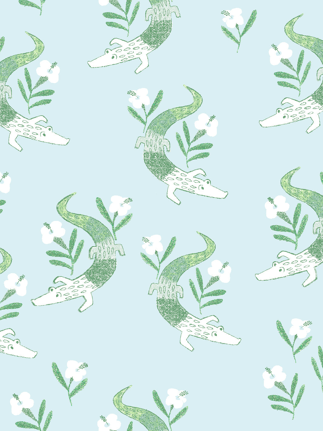 'Gator Garden' Wallpaper by Tea Collection - Pale Blue